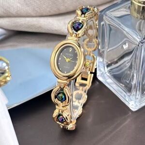 Vintage Black Dial Gold Plated Women’s Bracelet Watch